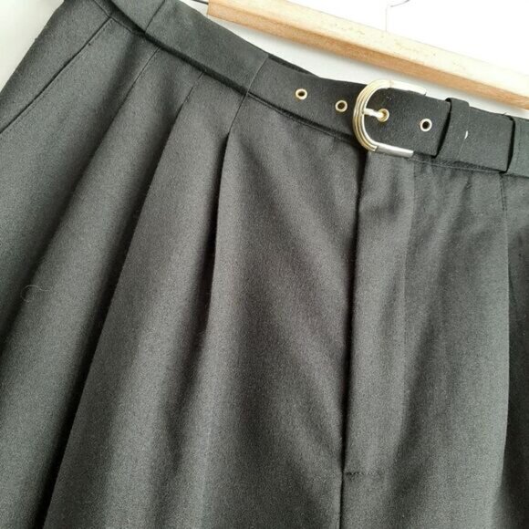 TWO ROADS | Vintage Trousers High Waist Pleats Dress Pants Belt Black Neutral L - Picture 4 of 12